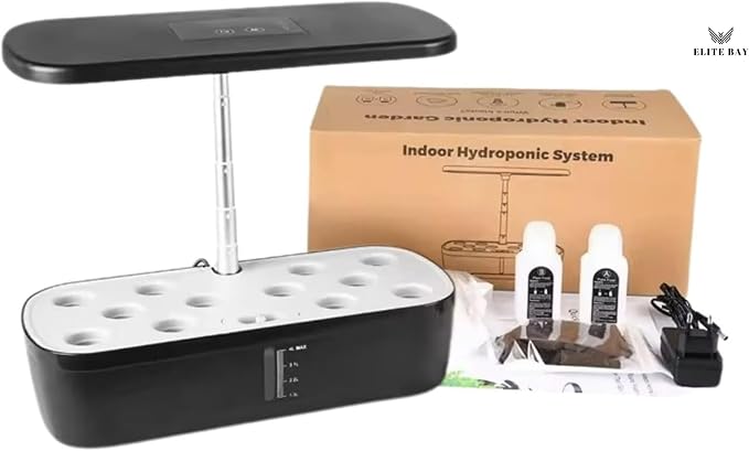 Hydroponic Growing System, 12 Pods, Black | Smart Garden with LED Display, Full-Spectrum Grow Light, 4L Water Tank, AU/US Plug, Soil-Free Planter Kit