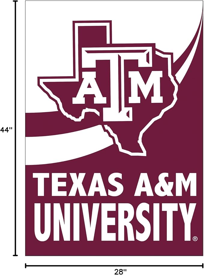 NCAA Texas A&M House Flag, 28 x 44, Double Sided Garden Flags for Outside, Outdoor College Flags & Banners for Gardens Patio, Indoor Wall Decor Flag for Room