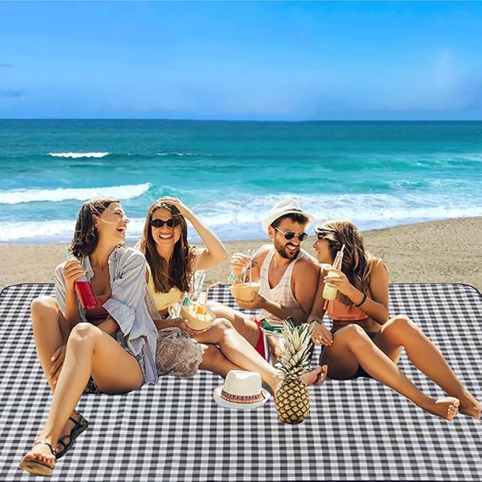 PUPOPIK Picnic Beach Blanket, Picnic Mat 80x60in Waterproof Foldable, Family Mat, Portable Large Picnic Blankets for Travel, Hiking, Music Festival