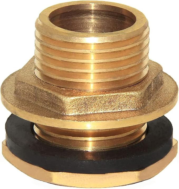 Joywayus 2PCS 1/2" Male Thread Soild Brass Water Tank Connector Bulkhead Tank Fitting With Rubber Ring Stablizing