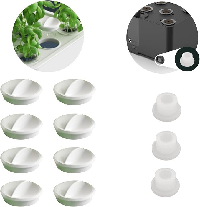 URUQ Hydroponics Supplies Replacement Accessories: 8 White Covers, 3 Water Plugs for 8 Pods Indoor Herb Garden(HP-GC001) | Replacement Accessories for URUQ 8 Pods Indoor Herb Garden, Hydroponics Growing System Parts