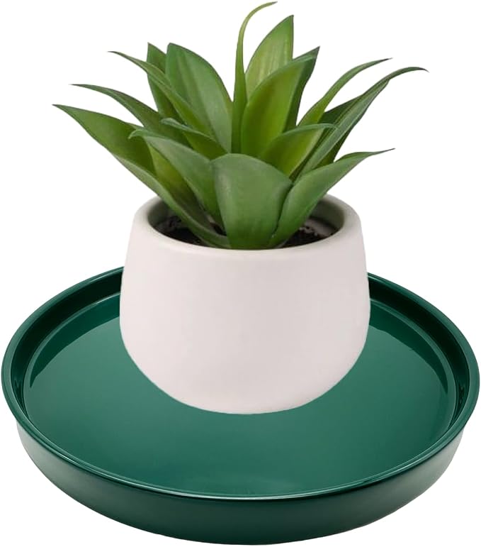 Yukfona Ceramic Plant Saucer Tray 1 Pcs 12 Inch Green, 12.5" OD x11.9 ID x1.6 Deep| Fits Flower pots Bottom≤ 11.9", Heavy Duty Glazed Round Planter Drip with Catch Basin for Indoor Outdoor Plants