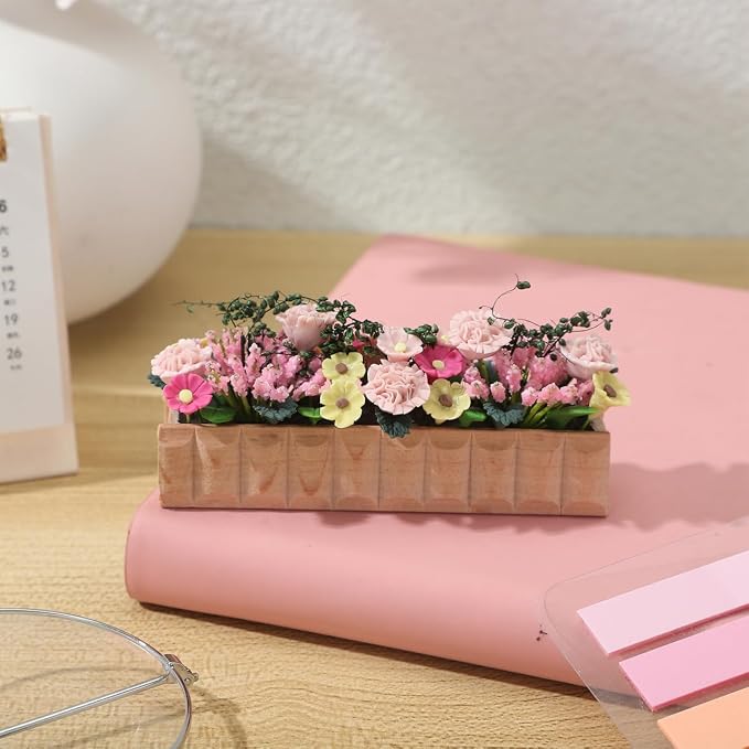 GANAZONO 2pcs Miniature Flower Bed Dollhouse Garden Planter Bed Mini Window Box Micro Landscape Decoration Fairy Garden Dollhouse Accessories