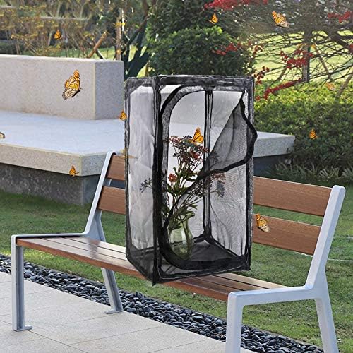 30" Heavy Duty Monarch Butterfly Habitat, Outdoor Collapsible Insect Mesh Cage Terrarium Pop-up with Zipper Protection (Black) - Image 7
