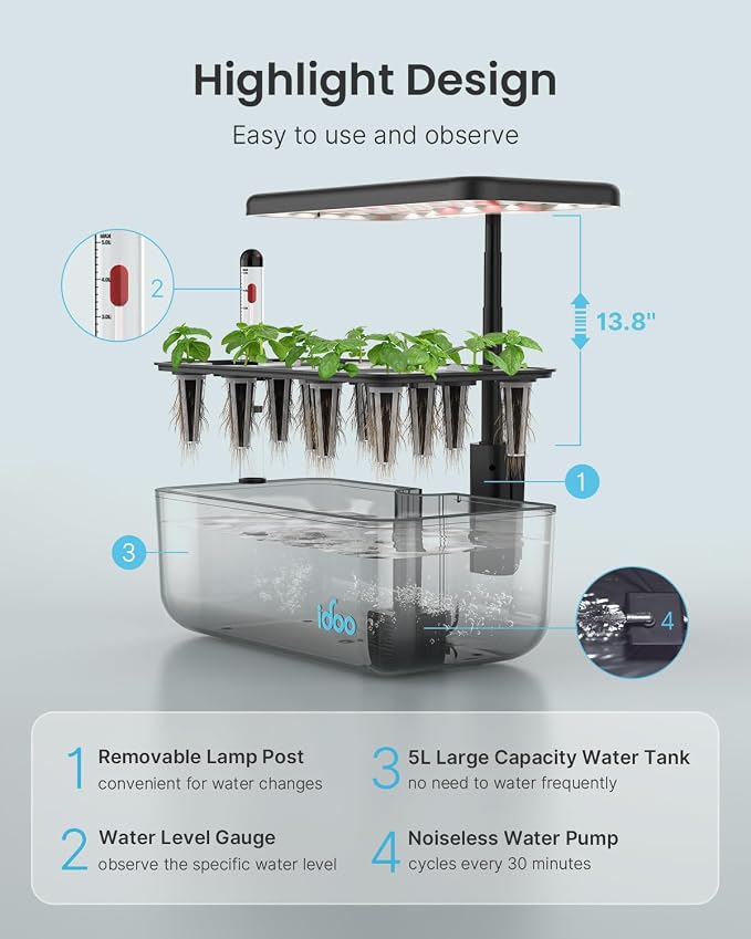 iDOO Hydroponics Growing System Kit & Growth Sponges 60 Pcs