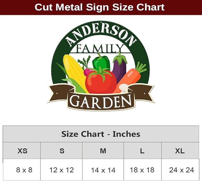 MeMate Vegetable Garden Sign, Personalized Metal Signs, Garden Sign to Personalize, Customized Name Wall Art for Garden Outdoor Decor, Outdoor Plaque Large Sign for Potting Shed, She Shed