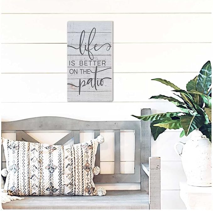 11x20 Indoor Outdoor Whitewash Sign Life is Better Patio