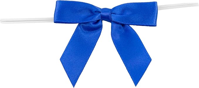 Reliant Ribbon 5171-05003-2X1 Satin Twist Tie Bows - Small Bows, 5/8 Inch X 100 Pieces, Royal