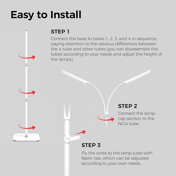 Plant Grow Light for Indoor,Full Spectrum Dual Heads Grow Light | 66.5in Extendable Stand,144 LEDs,10-Level Dimmable, Auto Timer, Adjustable Gooseneck Floor Lamp for Tall Large Plants