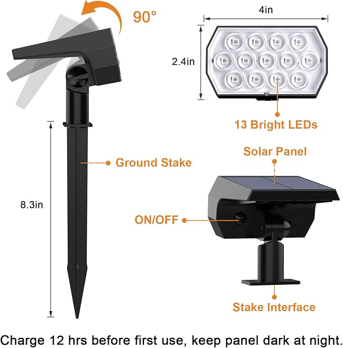 WELALO Solar Color Changing Spot Lights Outdoor, Waterproof Solar Halloween Lights, 7 Modes Multicolor RGB Landscape Spotlights for Garden Yard Driveway Lawn Patio Pathway Christmas Decorations 6 Pack