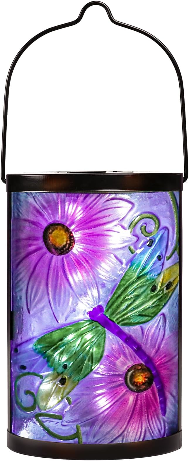 Solar Lantern Outdoor Waterproof Hanging Solar Lights Dragonfly Glass Decorative Lanterns for Outdoor Patio Lawn Outside Yard Garden Decor