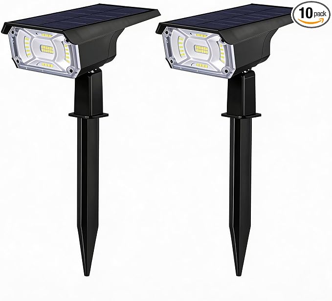 LEREKAM Solar Spot Lights with USB & Solar Charging, 40 LEDs IP65 Waterproof Landscape Lighting, Dark Sensing Auto On/Off Wall Mount or Ground Stake, 3 Brightness Modes for Yard Patio Pathway