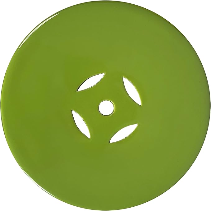 JONATHAN Y Lucky Coins 16" Ceramic Garden Stool, Contemporary Matte Green Cutout Interlocking Rings Drum Indoor/Outdoor Side Table and Plant Stand for Patio, Garden, Living Room TBL1022H