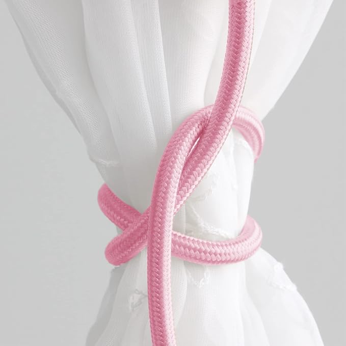 Valea Home 2 Pieces Curtain Tiebacks Clips Creative Window Drape Twist Tie Backs European Style Custom Made Curtain Holders Decorative Draperies Holdbacks, Pink