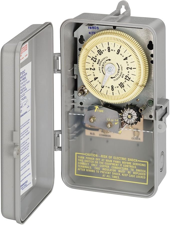 Intermatic T8805P101C SPST 125-Volt Mechanical Cycle and Irrigation Timer Switch with 14 Day Skipper and 3R Plastic Indoor/Outdoor Enclosure