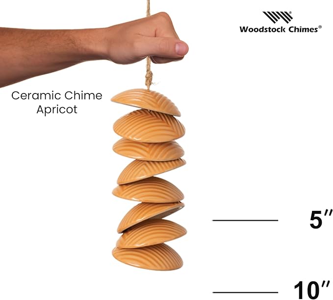 Woodstock Chimes Ceramic Disc Chime 26" Apricot Wind Chime for Outside, Ceramic Shell Design Chimes for Garden Porch, Patio Decor, Unique Gift CCAP