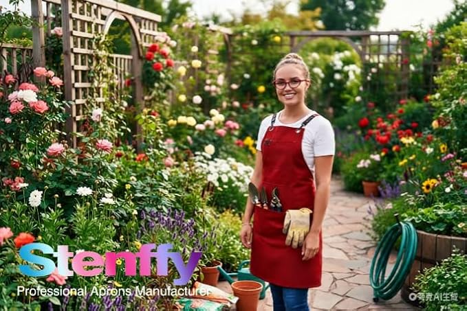 5 Pack Kitchen Apron, Work Apron, Canvas Apron, Red | Multiple Pockets, Gardening, Painting, BBQ, Artist, Carpenter, Sizes M to XXL