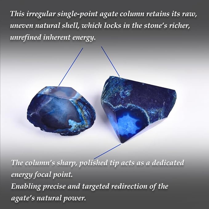 Agate Wand Crystal Irregular Column 0.6-1.1 Lbs Dyed Blue for Coastal Theme Home Relax Corner Small Garden Figurine Desktop Decor