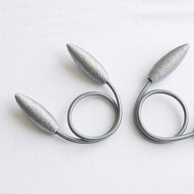 Valea Home 4 Pieces Curtain Tiebacks Clips Creative Window Drape Twist Tie Backs European Style Custom Made Curtain Holders Decorative Draperies Holdbacks, Silver Grey