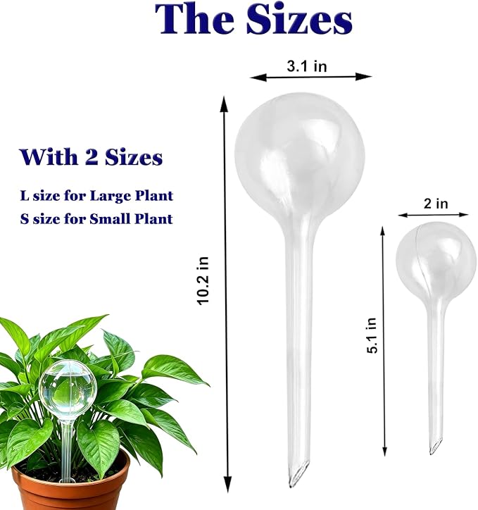 Kingbow 10pcs Plant Self Watering Globes, Clear Plastic Self Watering Bulbs Flower Automatic Watering Stakes Devices, Garden Self Watering Device for Outdoor Indoor Plant