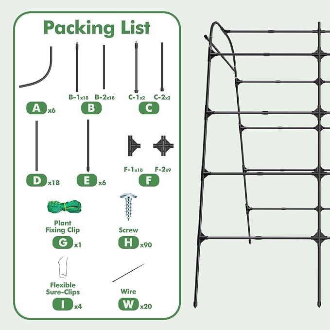 GOJAWAY 7*5.4* 5FT Arch Metal Garden Trellis,Outdoor Climbing Support Frame | Large Tall Cucumber Tunnel Trellis for Pathway Yard,Suitable for Supporting Grape Rose Beans Raised Bed PP Coasted Aluminum