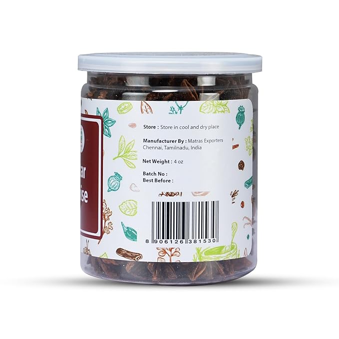 Star Anise Whole 4 oz, Perfect for Baking and Tea, Premium Dried Star Anise Pods, Aromatic, Fresh, Natural Spices, By Yogi's Gift®