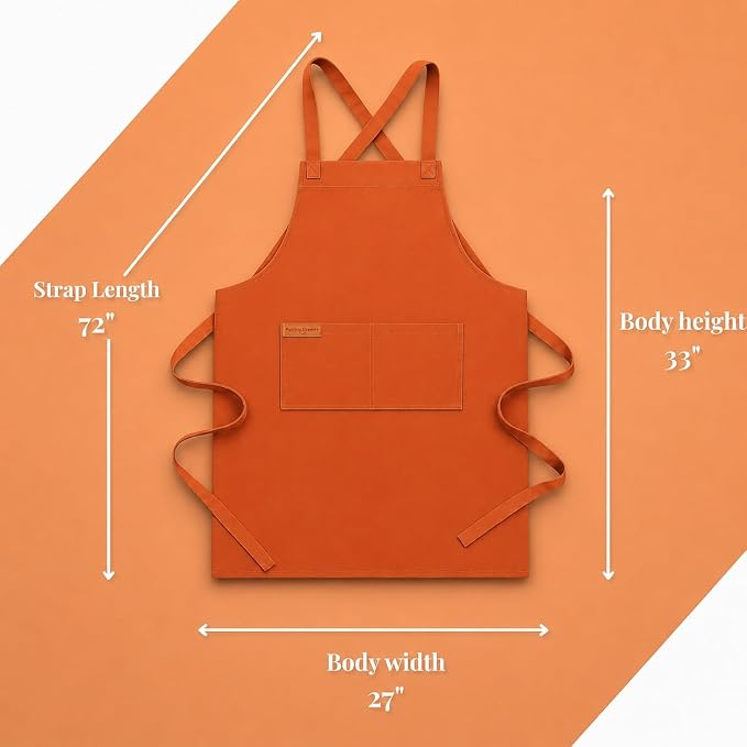 100% Cotton Kitchen Apron with 2 Pockets – Adjustable Chef Apron for Cooking Baking BBQ – Unisex Apron