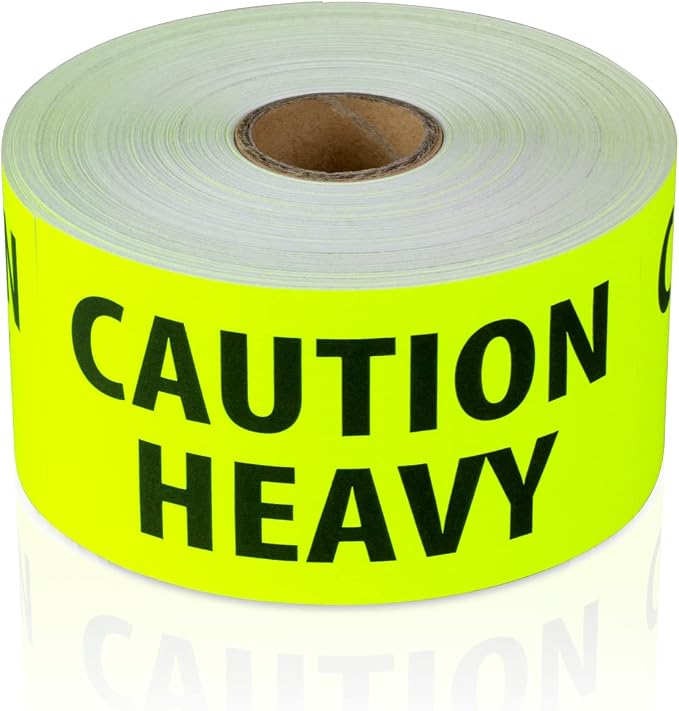 Caution Heavy Labels (4 x 2 inch, Fluorescent Yellow - 900 Labels) Warning Heavy Stickers for Shipping Heavy Items - Strong Adhesive