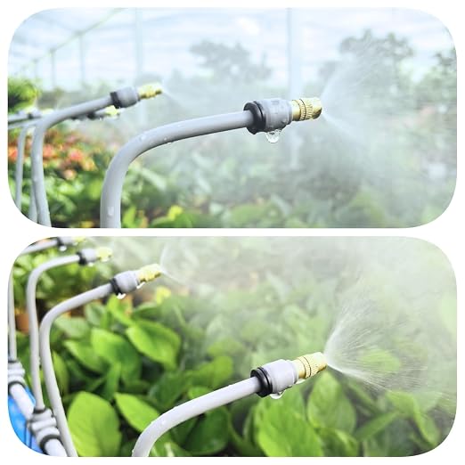 82FT Drip Irrigation Kits,Quick Connector Automatic Irrigation System,with Replaceable Bending Dropper,atomizing Copper Nozzle for Watering System for Garden Plant Lawn Patio. (25M+20Nozzles)