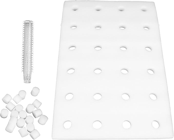 DOITOOL 24 Hydroponic Sponges Planting Tool Planting Tray with 24 Holes Floating Gardening Plate Soilless Cultivation Sponges Cubes Tray for Small Bud Growth & Grow Seedlings
