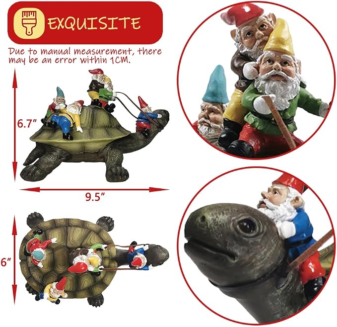 Sunthus Garden Gnomes Decorations for Yard Statues Turtle Outdoor Decor | Funny Resin Art Figurine For Gnome Lovers