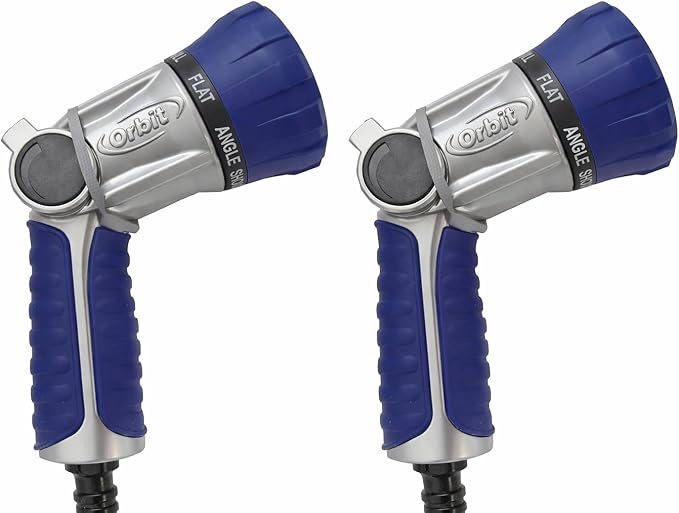 2-Pack Orbit 26700 8-Jet Max Watering Gun, Multi-Pattern Heavy-Duty Garden Hose Nozzle, 30% Increased Flow Rate