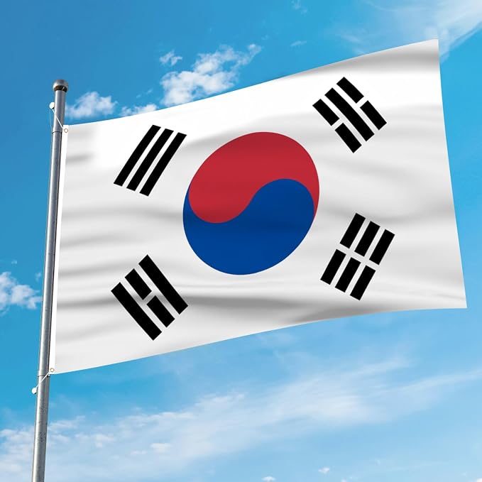 AhfuLife Korean Flag 3x5 Ft 2 Pcs, Large Korean Flags for Outside - Double Side with Brass Eyelets for Korean Party Decorations, Soccer Party Bar Garden Decoration Indoor Outdoor