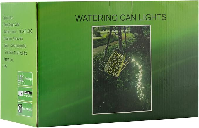 JIAJIAMEI Solar Watering Can Lights Flower Outdoor Garden Decor, Large Waterproof Cascading LED Hanging Solar Lights, Gifts for Mom Grandma Women Birthday Mother's Day - Yard Porch Patio Backyard