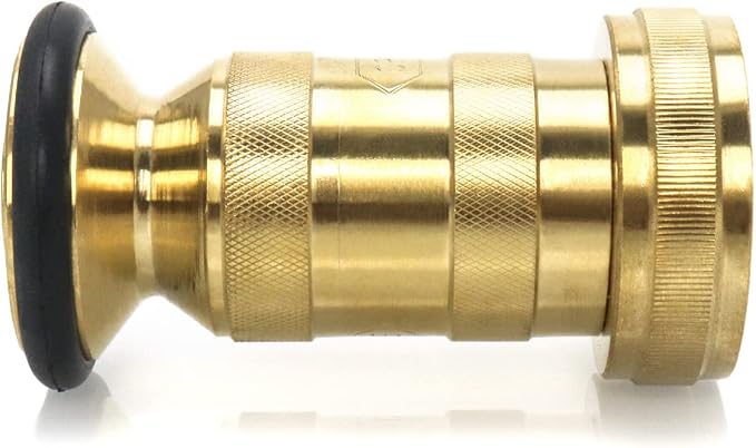 QWORK 1-1/2" NST/NH Brass Fire Hose Spray Nozzle, Heavy Duty Fire Equipment, Industrial Jet Fog Nozzle 85 gpm 100 psi