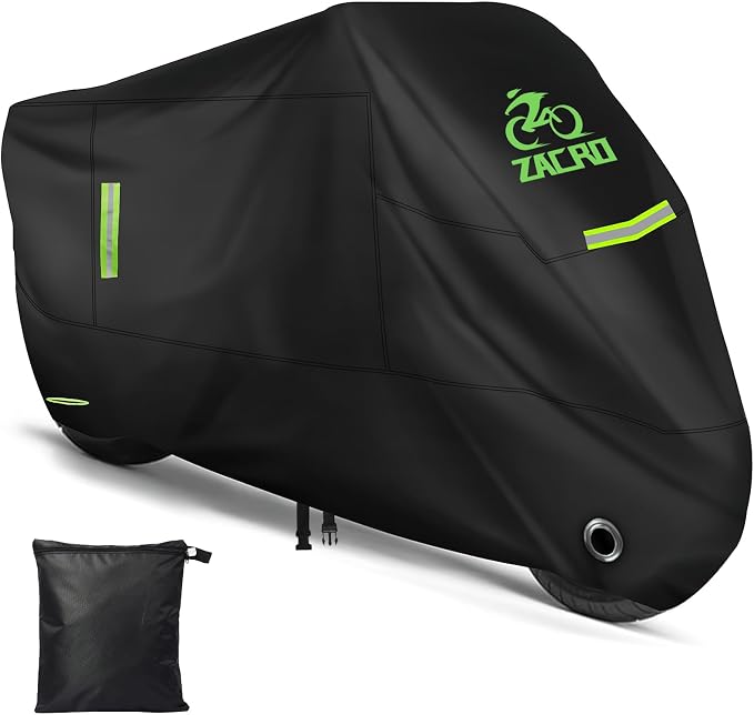 Zacro 420D Heavy Duty Motorcycle Cover, Waterproof Outdoor All Weather UV Dust Snow Proof, Universal Fit for Harley Honda Yamaha Suzuki Scooter Dirt Bike