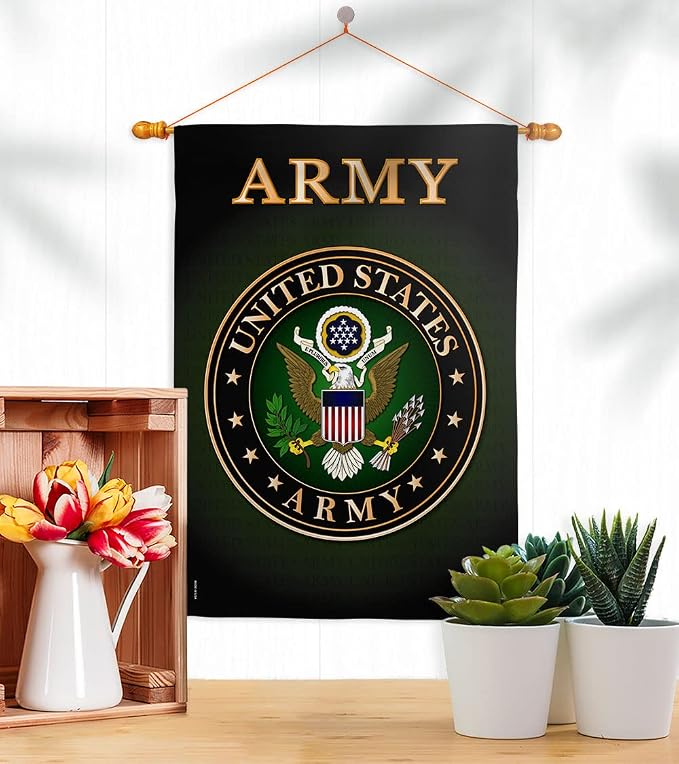 Army House Flag - Dowel Set Armed Forces Rangers United State American Military Veteran Retire Official - Decoration Banner Small Garden Yard Gift Double-Sided Made in USA 28 X 40