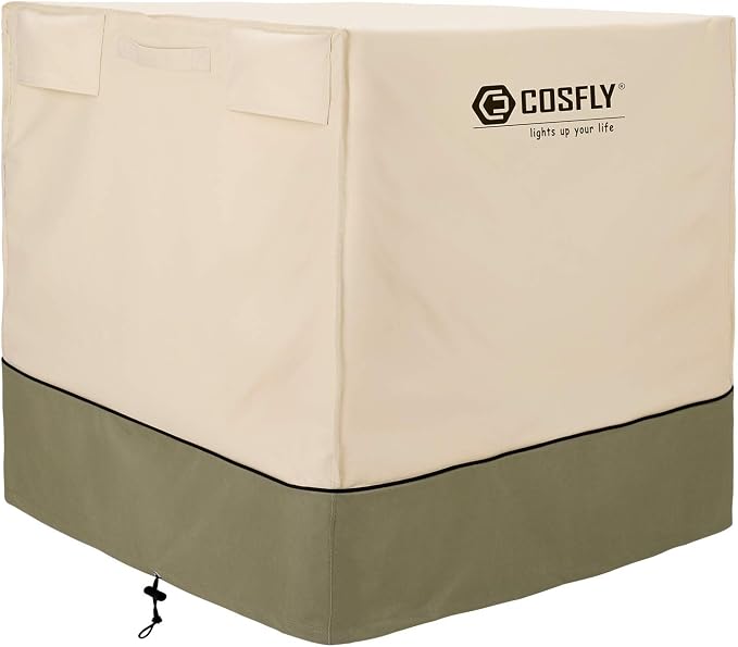 COSFLY AC Cover for Outside Units, Air Conditioner Cover 26 x 26 x 32 Inch | Heavy Duty, Waterproof 600D Oxford, Windproof, Tear Resistant, Anti-snow, Air Vent Prevent Condensation, Easy Install, Square