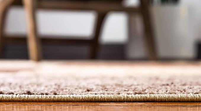 Unique Loom Autumn Collection Modern Contemporary Casual Abstract Area Rug (Beige/ Dark Brown Tonal, 8 ft Round)