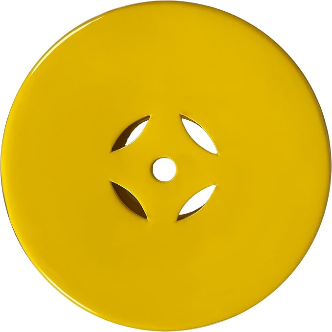 JONATHAN Y Lucky Coins 16" Ceramic Garden Stool, Contemporary Matte Yellow Cutout Interlocking Rings Drum Indoor/Outdoor Side Table and Plant Stand for Patio, Garden, Living Room TBL1022E
