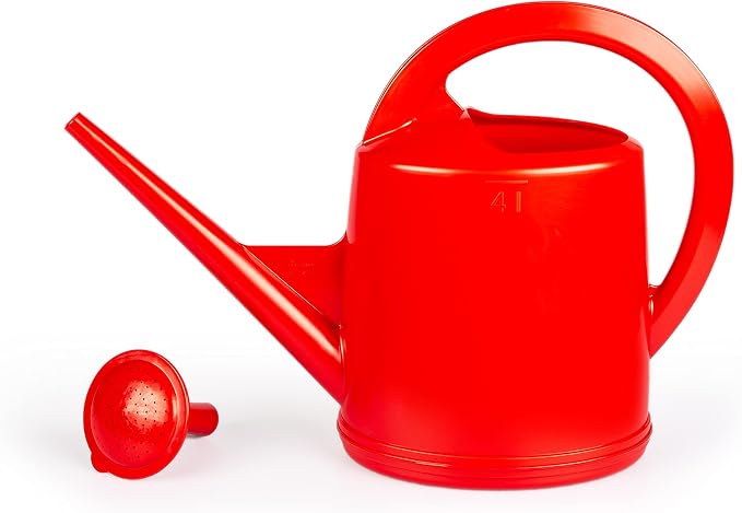 Consolidated Plastics Durable Swiss Watering Can with UV Protection, Ergonomic Handle for Indoor/Outdoor Gardening, Made in Switzerland (4 Liter, Red)