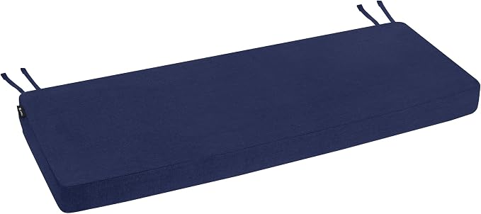Favoyard Outdoor Bench Cushion 48 x 16 Inch Rainproof Patio Furniture Cushions 3-Year Color Fastness Garden Settee Porch Pads with Ties, Blue