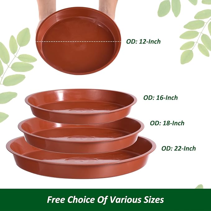PATIKIL 4 Pack Large Plastic Plant Saucer, 22 Inch Plant Tray for Pots Round Plant Dish Plant Drip Trays Water Tray for Indoors Outdoors Garden, Red