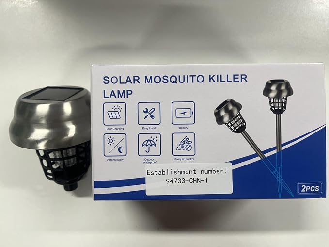2026 Solar Powered Bug Zapper Outdoor, Mosquito Killer IP65 Waterproof, Mosquito Repellent Outdoor for Patio Yard Garden Farm, Fly Traps Gnat Zapper for Small Flying Insect Bug Fly Gnat(4)
