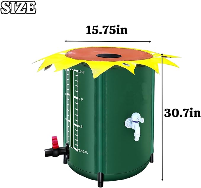 26 Gallon Collapsible Rain Water Collection Barrel System, Efficient Yard Rainwater Harvesting Solution with Spigot, Catchment Tank Stand Kit, Collector Storage Containers Long Term
