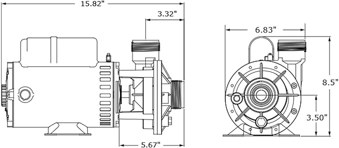 GECKO Aqua-Flo Flo-Master HP 1-1-2 HP 230V Dual Speed 48 Frame Side Discharge Pump 02115005-1010