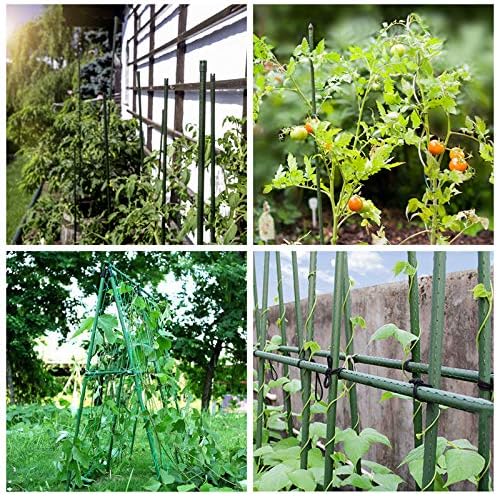 Mininfa Steel Plant Stakes 4.75 Feet, Plastic Coated Metal Garden Stakes Supports Climbing for Tomatoes, Trees, Beans, 25 Pack