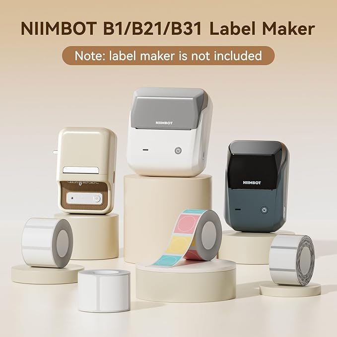 NIIMBOT Labels for B1/B21/B31 Label Maker, 40 x 30 mm (1.57'' x 1.18'') 230 Tapes/Roll, Thermal Label Tape, Waterproof, Oil-Proof for Home Office Small Business Labeling Tape Replacement(Clear)