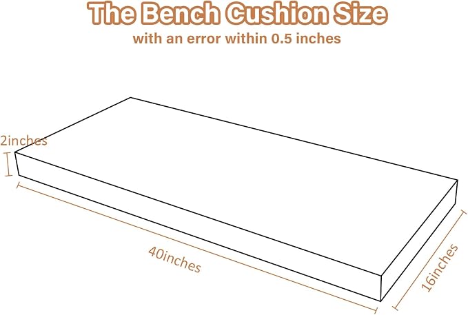 40x16x2 Linen Bench Cushion, Strengthen Breathable Indoor Seat Cushions, High-Density Bench Pad with Anti-Slip Bottom, Indoor Cushion for Bay Window Porch Furniture - Black