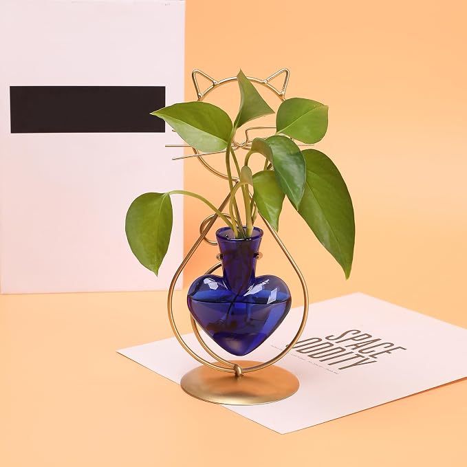 Plant Terrarium Plant Propagation Station Cat Lover Gifts for Women | Plant Lovers Home Office Decor Cat Desk Accessories